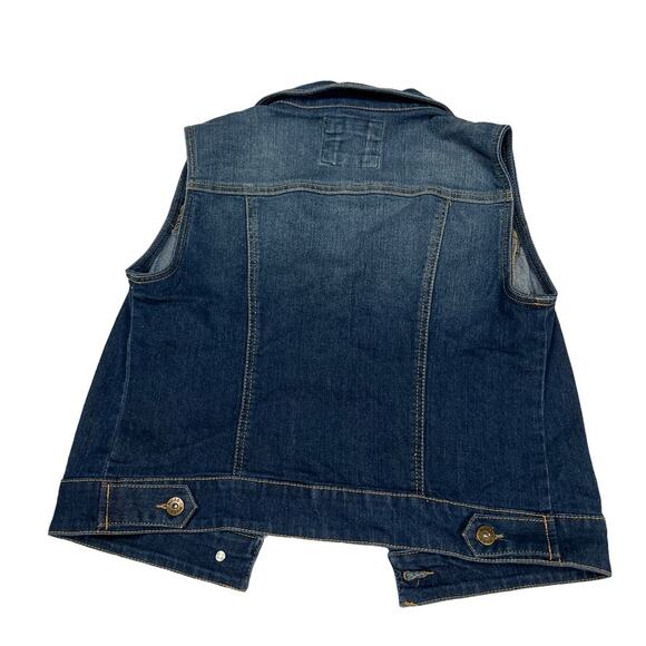 Mudd Vest Jean Jacket Dark Wash Denim Vest Button Front Collared Women's Small - Picture 2 of 11